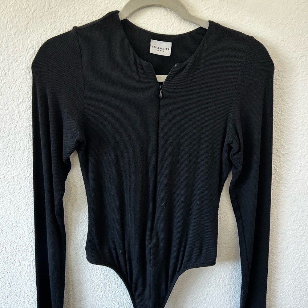 Stillwater Black Ribbed Long Sleeve Top